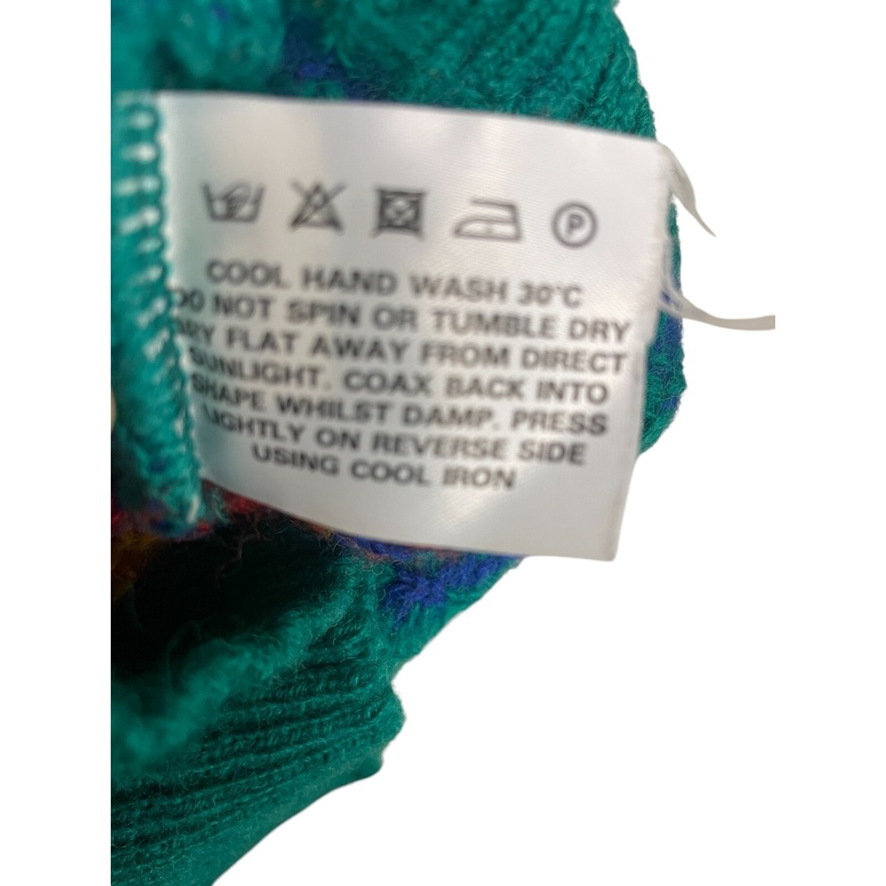 Tulchan Pullover Wool Sweater Womens Medium Green Knit Vintage Flowers - Picture 5 of 9